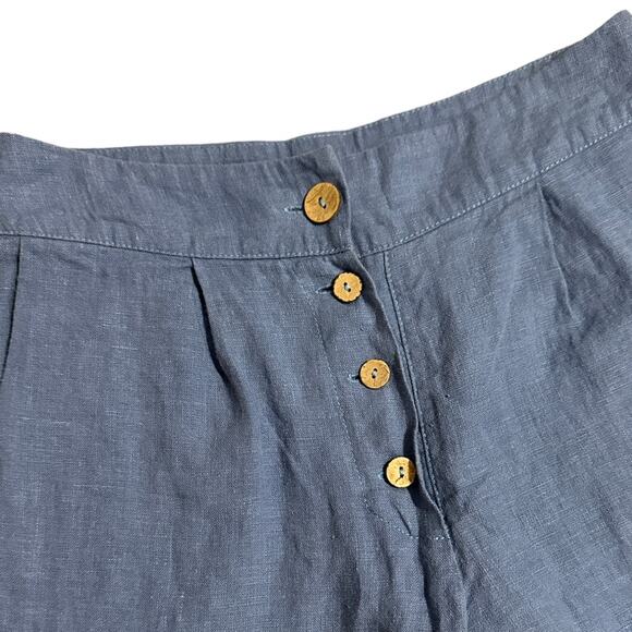 Old Linen Mill Classic High Waist Pants in Ocean Blue - Picture 3 of 7